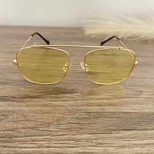 Yellow and Gold Pilot Sunglasses